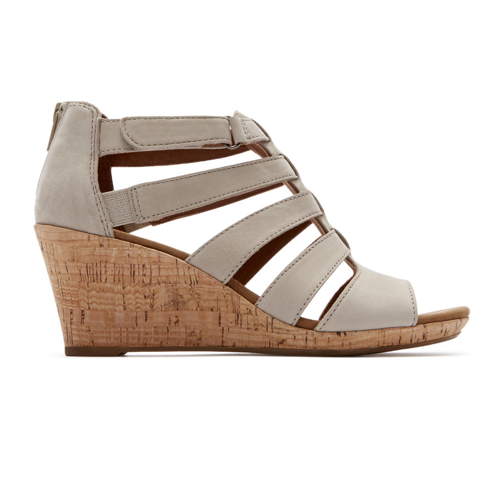 Rockport Singapore Womens Sandals - Briah Gladiator Grey - VQ5680741